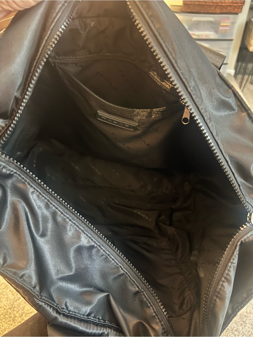 Tahari Black Quilted Tote Bag with Double Straps - Picture 5 of 8